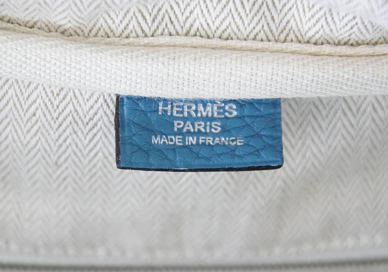 Hermes 35 Victoria II Bag Blue Jean Palladium Hardware 2