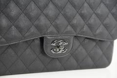 CHANEL Bag Quilted So Black Jumbo Classic Double Flap Calfskin Limited Edition