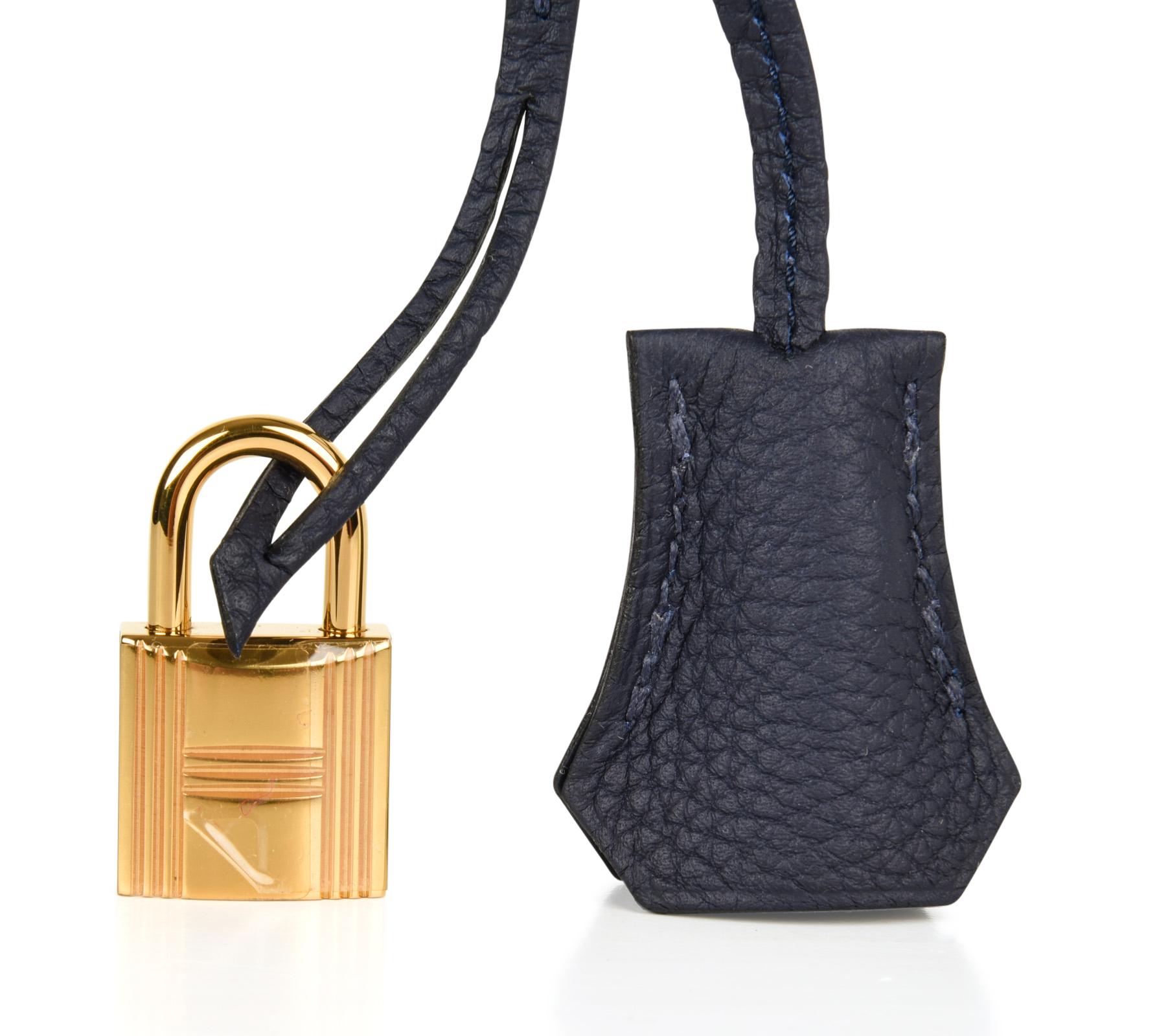 Exquisite rich Blue Nuit Hermes 30 Birkin bag.
Deep navy toned blue.
Lush with gold hardware.
NEW or NEVER WORN
Comes with the lock and keys in the clochette, sleepers, raincoat signature Hermes box. 
final sale

BAG MEASURES:
LENGTH  30cm /