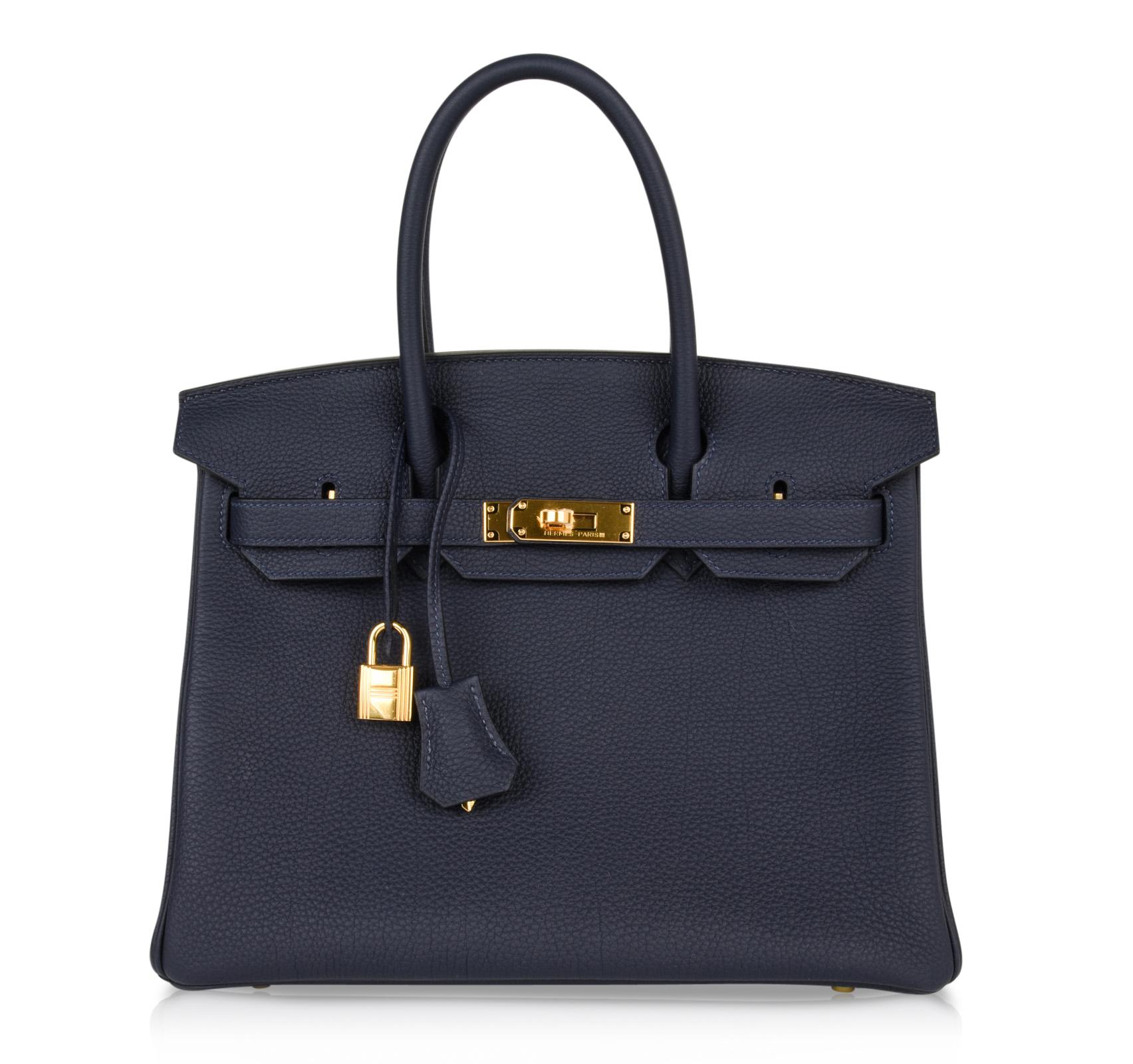 Hermes Birkin 30 Bag Blue Nuit Gold Hardware Togo Leather 2