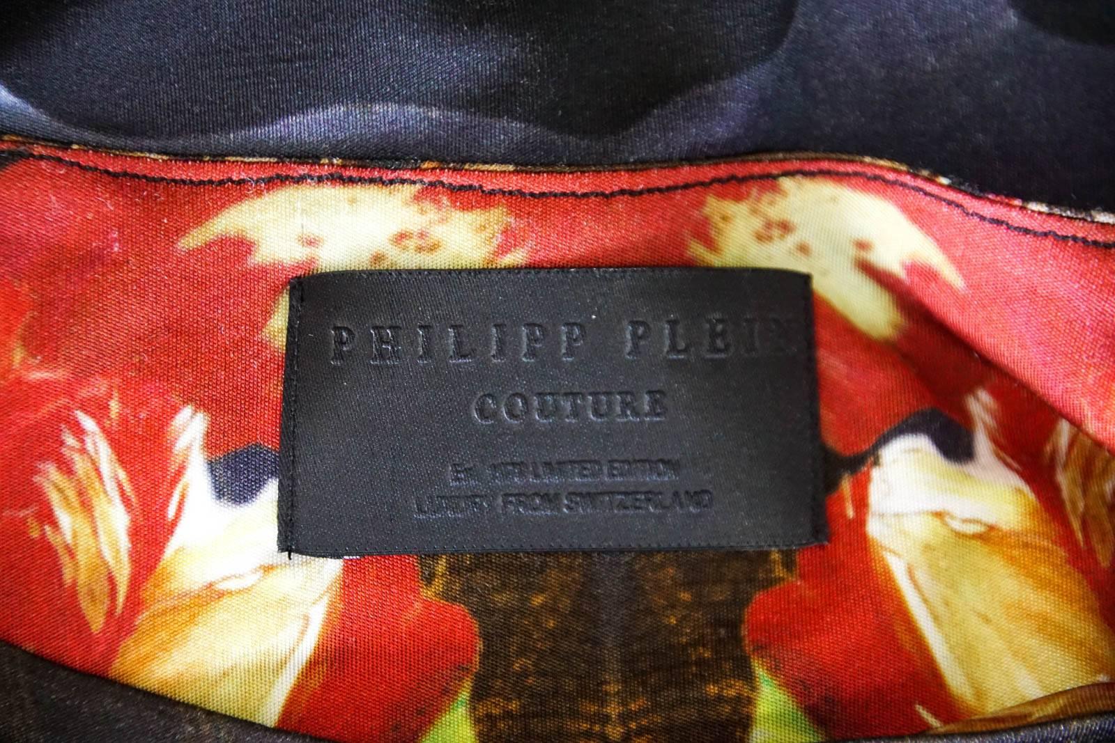 Philipp Plein Couture Dress Limited Edition Exotic Indian Print 3/4 Sleeve S In Excellent Condition For Sale In Miami, FL