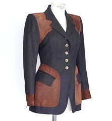 Hermes Jacket Striking Shape and Details in Wool and Suede Vintage  38 / 6