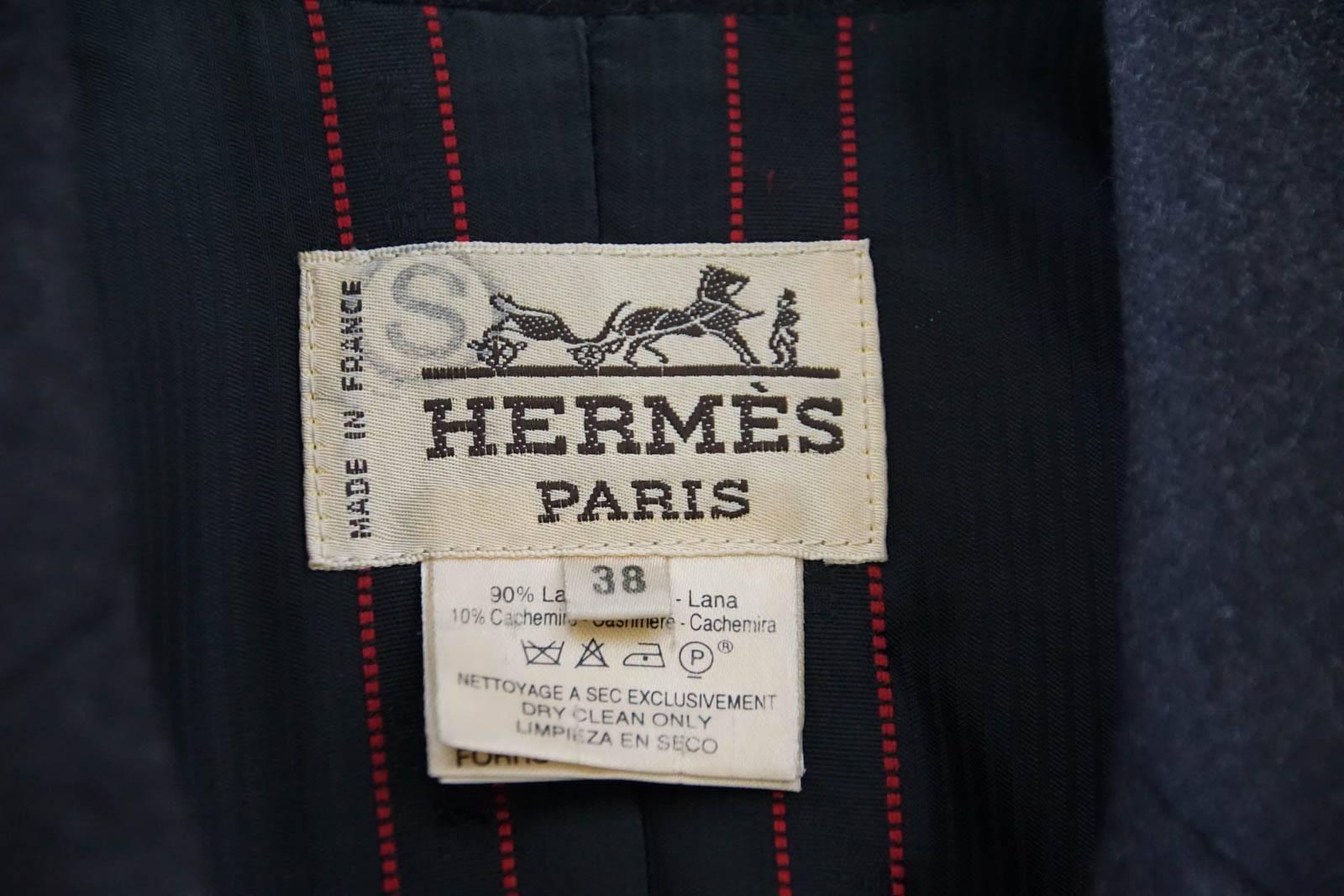 Hermes Jacket Striking Shape and Details in Wool and Suede Vintage  38 / 6 2