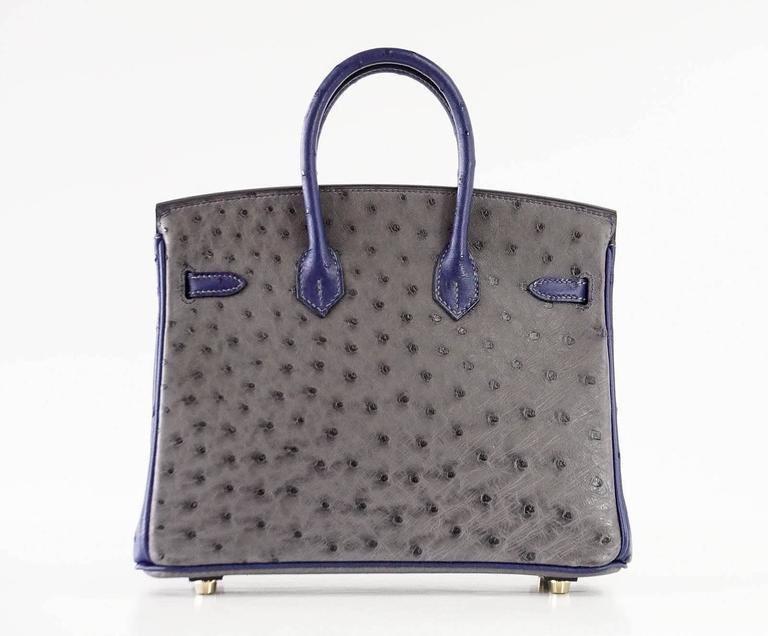 HERMES BIRKIN Bag 25 Horseshoe Ostrich Gris Agate Blue Iris Brushed Gold at 1stDibs birkin 25 ostrich hermes ostrich birkin 25 hermes birkin 25 ostrich