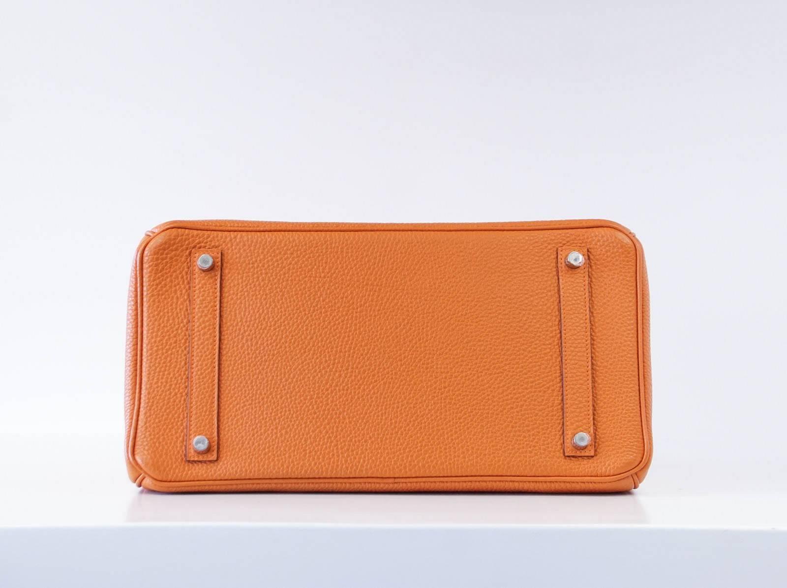 Women's HERMES BIRKIN 35 Bag Iconic H Orange Togo Palladium Hardware 