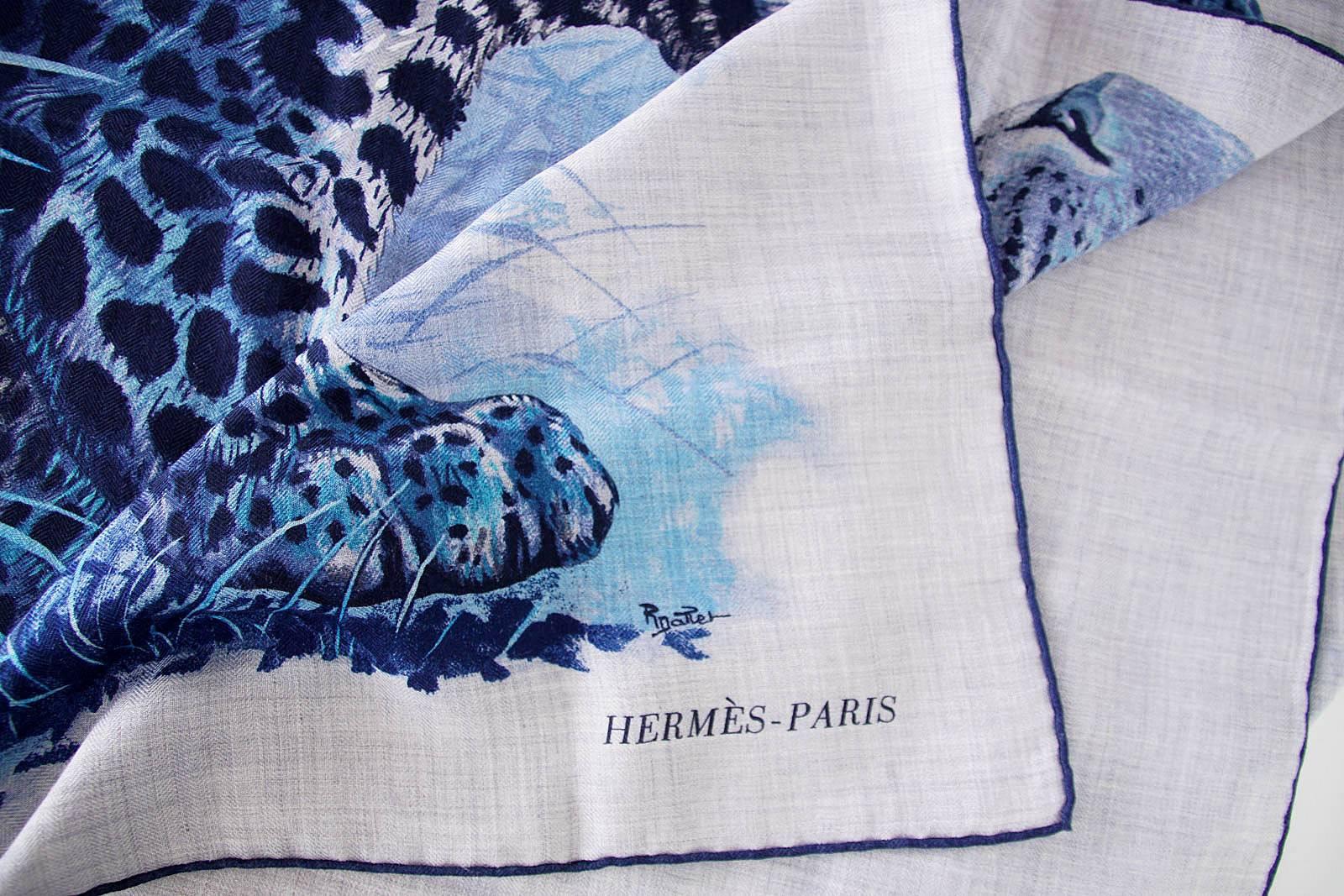 Women's Hermes Scarf Shawl Coveted Panthera Pardus Panther Motif Cashmere/Silk  