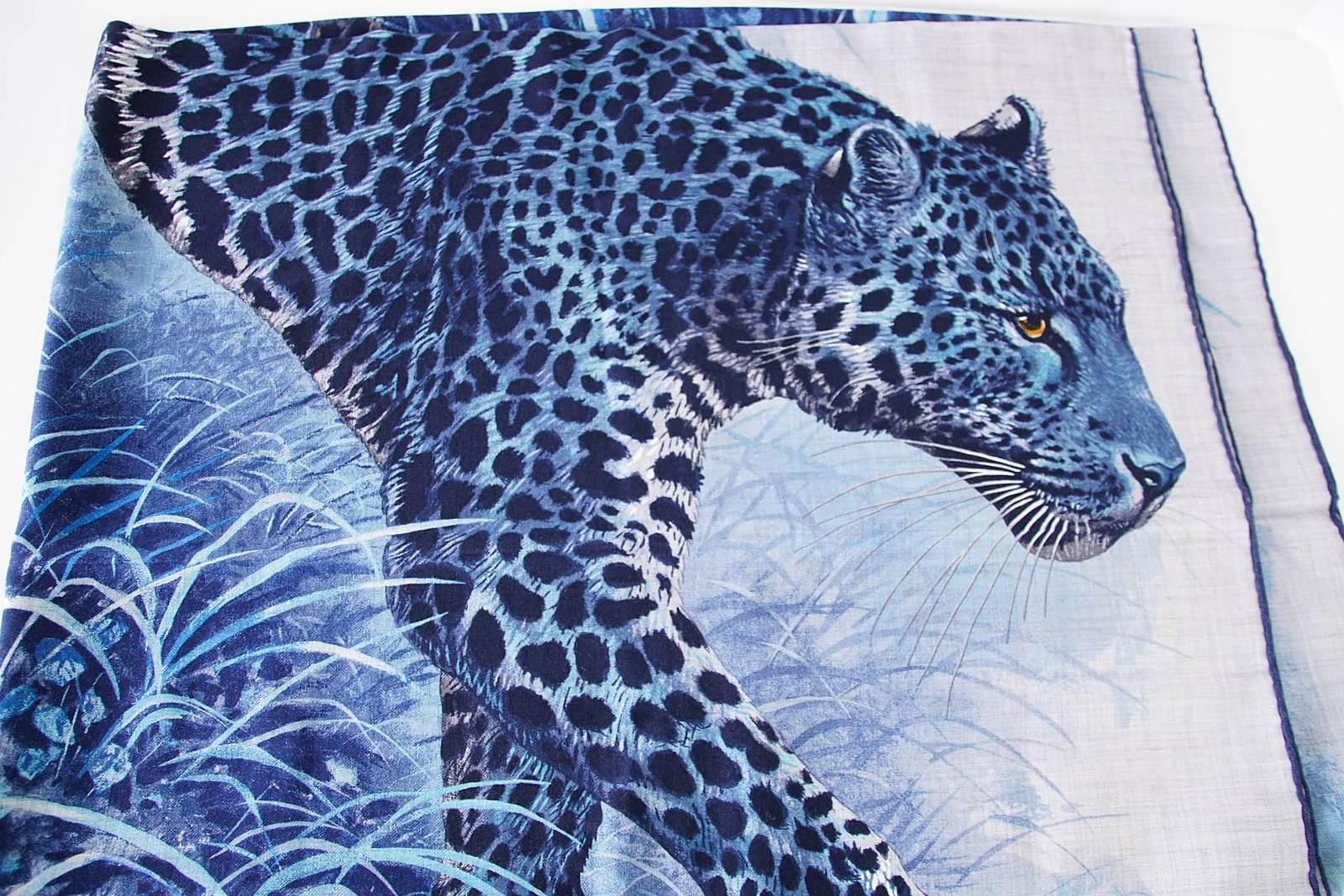 Hermes Scarf Shawl Coveted Panthera Pardus Panther Motif Cashmere/Silk   1
