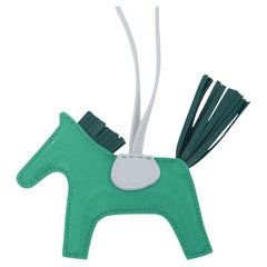 Hermes Rodeo PM Bag Charm Menthe  Malachite and Blue Brume