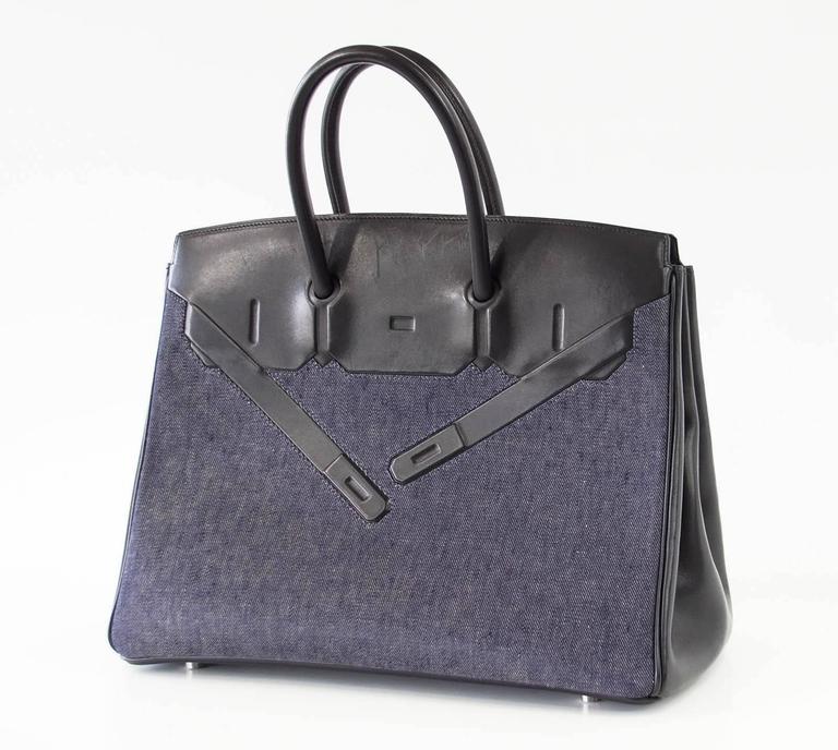 Hermes Birkin 35 Bag Rare Limited Edition Shadow Denim at 1stDibs