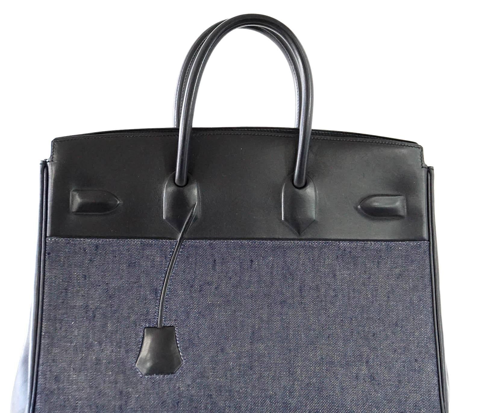 Black Hermes Birkin 35 Bag Rare Limited Edition Shadow Denim
