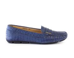 Prada Shoe Blue Leather Faux Crocodile Loafer / Driving Shoe  39 / 9