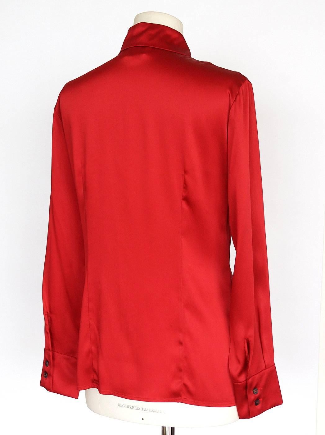 Women's Gianfranco Ferre Top Jewel Chinese Red Blouse Unique Buttons 42 / 6