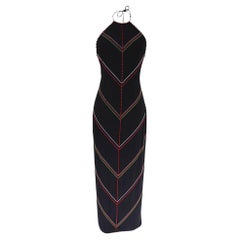 Ralph Lauren Vintage Halter Beaded Long Black Dress Purple Label