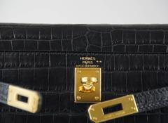 HERMES KELLY DANSE Bag Matte Black Crocodile Incredibly Rare Limited Edition