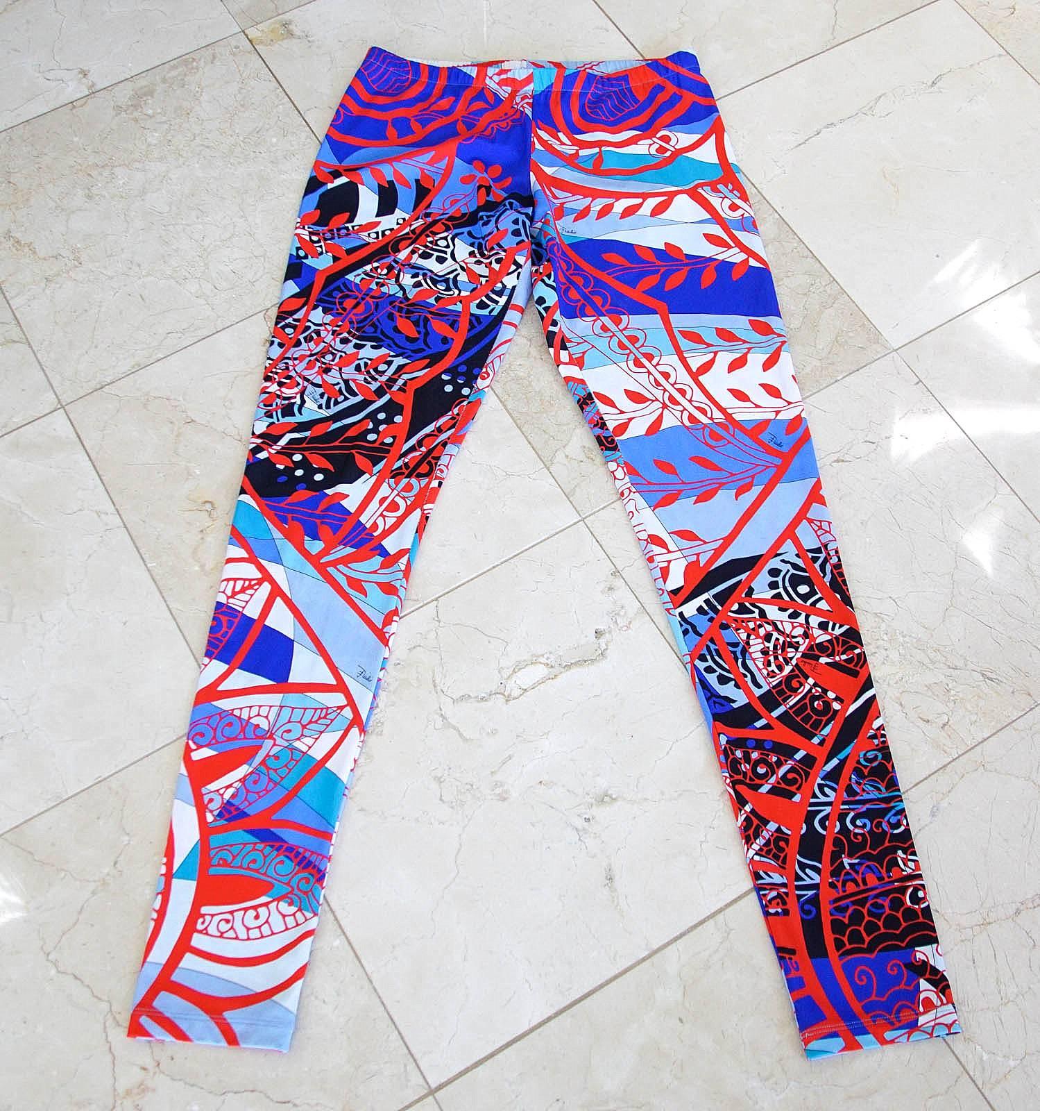 EMILIO PUCCI Pant Vivid Abstract Print Legging Fabulous Print  40 / 6  In Excellent Condition In Miami, FL