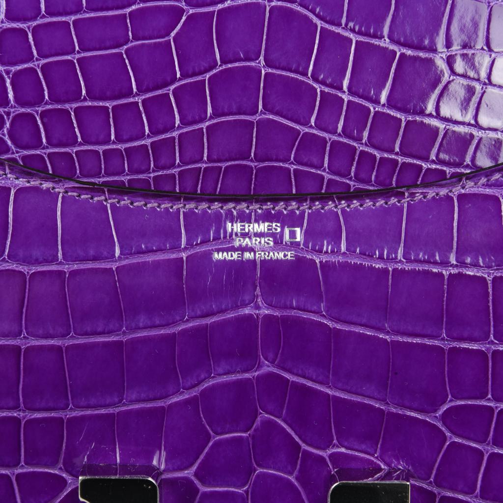 Hermes Constance Bag Rare 18 cm Ultra Violet Alligator Palladium 2die4 2