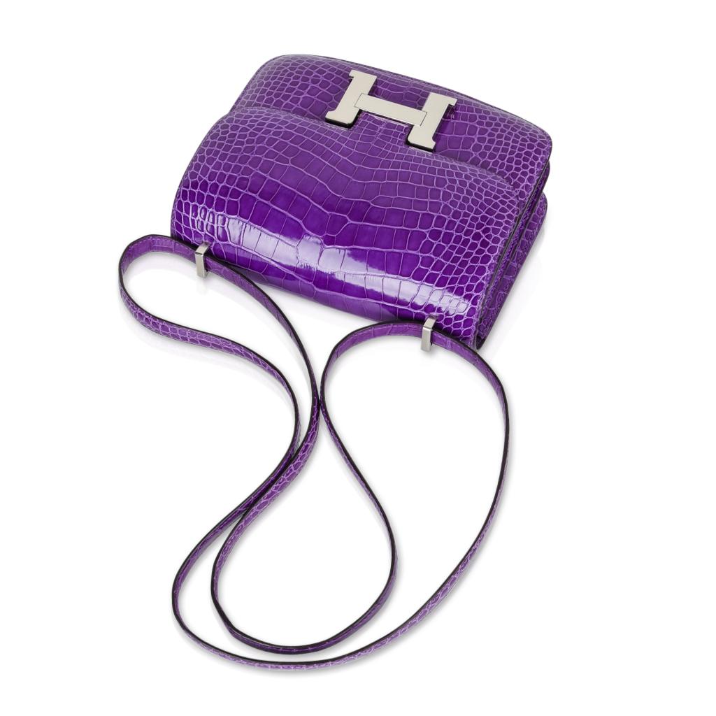 Purple Hermes Constance Bag Rare 18 cm Ultra Violet Alligator Palladium 2die4