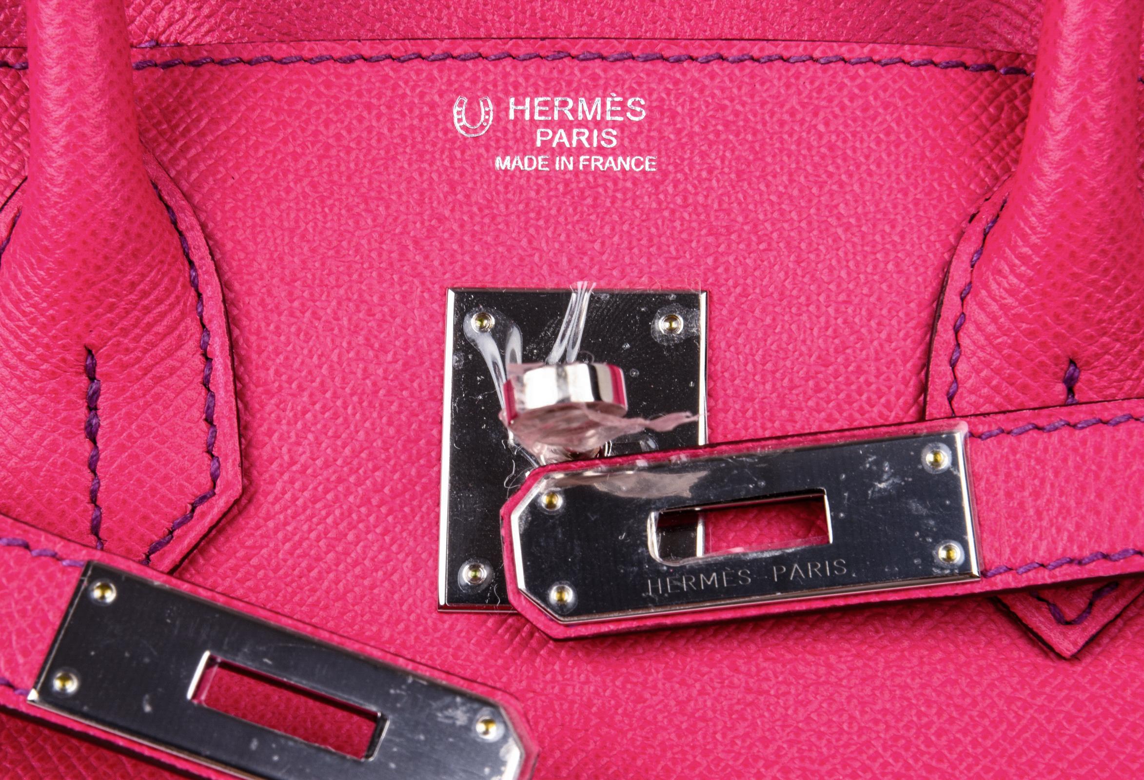 Women's Hermes Birkin 30 Bag HSS Rare Pink Rose Tyrien / Blue Paon Palladium