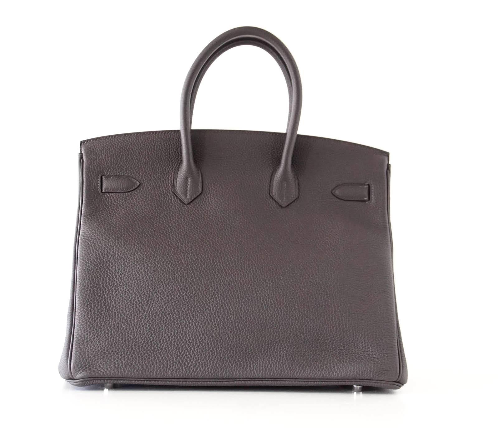 Hermes Birkin 35 Bag Rare Graphite Gray Togo Palladium  In New Condition In Miami, FL