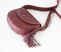 Eileen Kramer Bag Wine Snakeskin Shoulder Saddle Handbag nwt