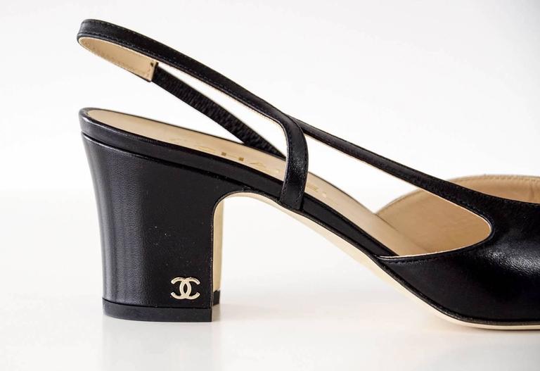 Chanel Shoe Mademoiselle Black Leather w/ Black Grosgrain Cap Toe 39.5 /  9.5 at 1stDibs | chanel mademoiselle shoes, mademoiselle shoes, chanel  strap sneakers