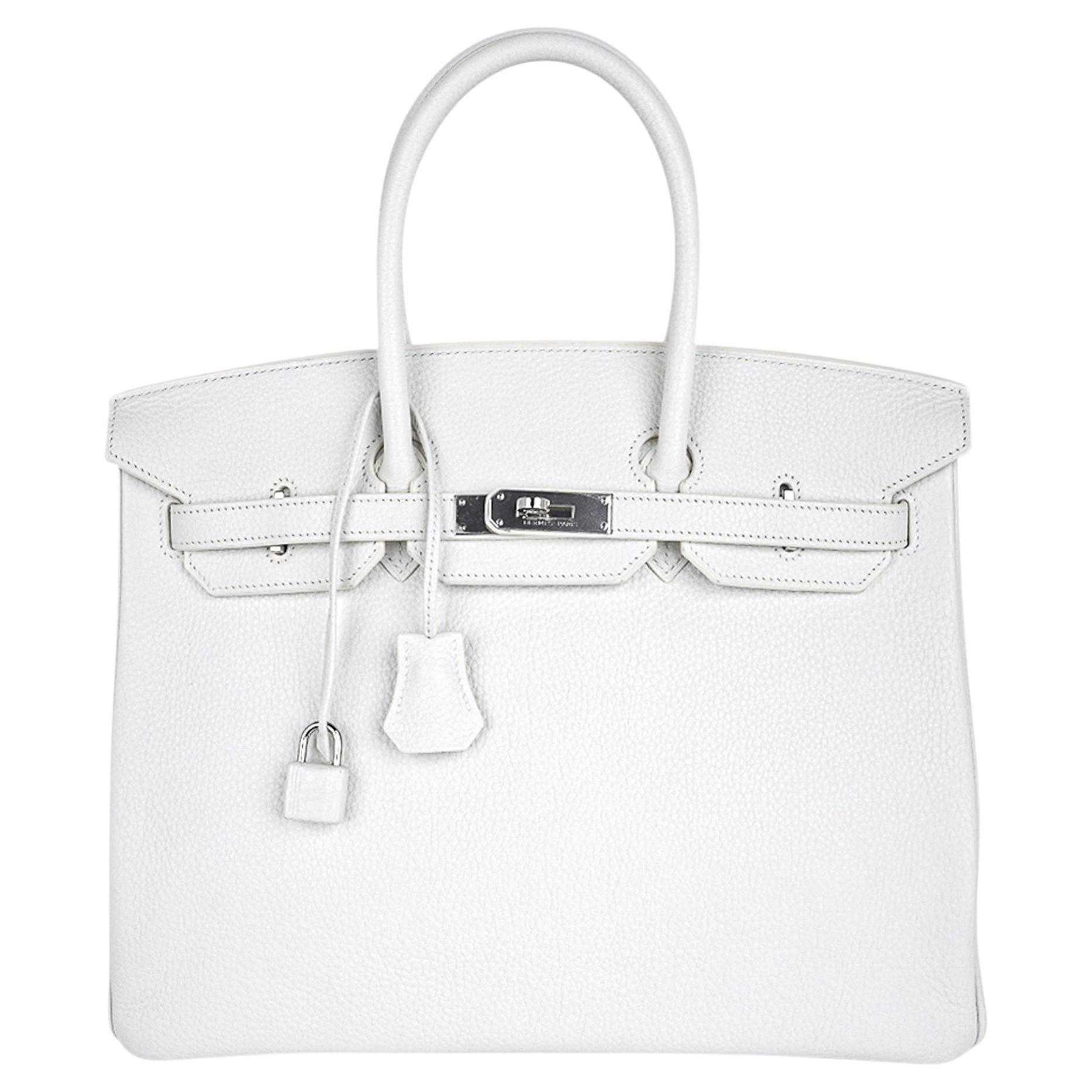 Bolso Birkin de Hermès, 35, blanco, Clemence, herrajes de paladio, muy poco común, nuevo, sin estrenar