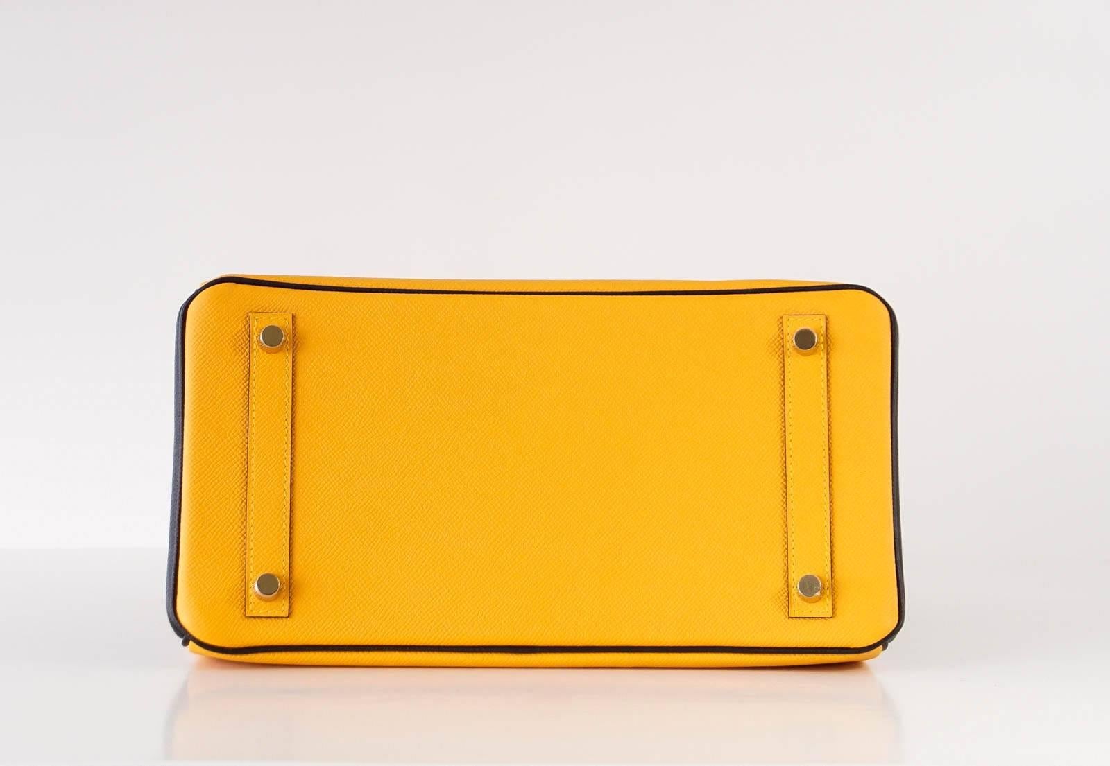 Hermes Birkin 30 Bag Horseshoe Bi-Color Jaune Black Brushed Gold Epsom In New Condition In Miami, FL