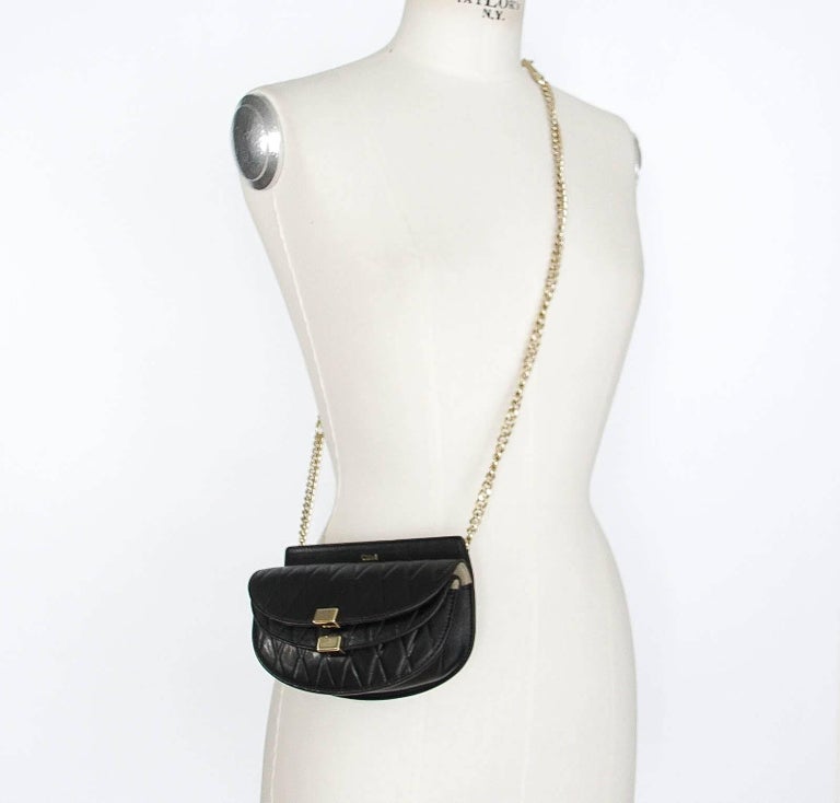 Chloe Bag Black Convertible Chain Strap Shoulder / Crossbody
