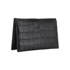Porte-cartes Hermès Calvi, alligator noir mat, palladium, édition limitée, pièce rare