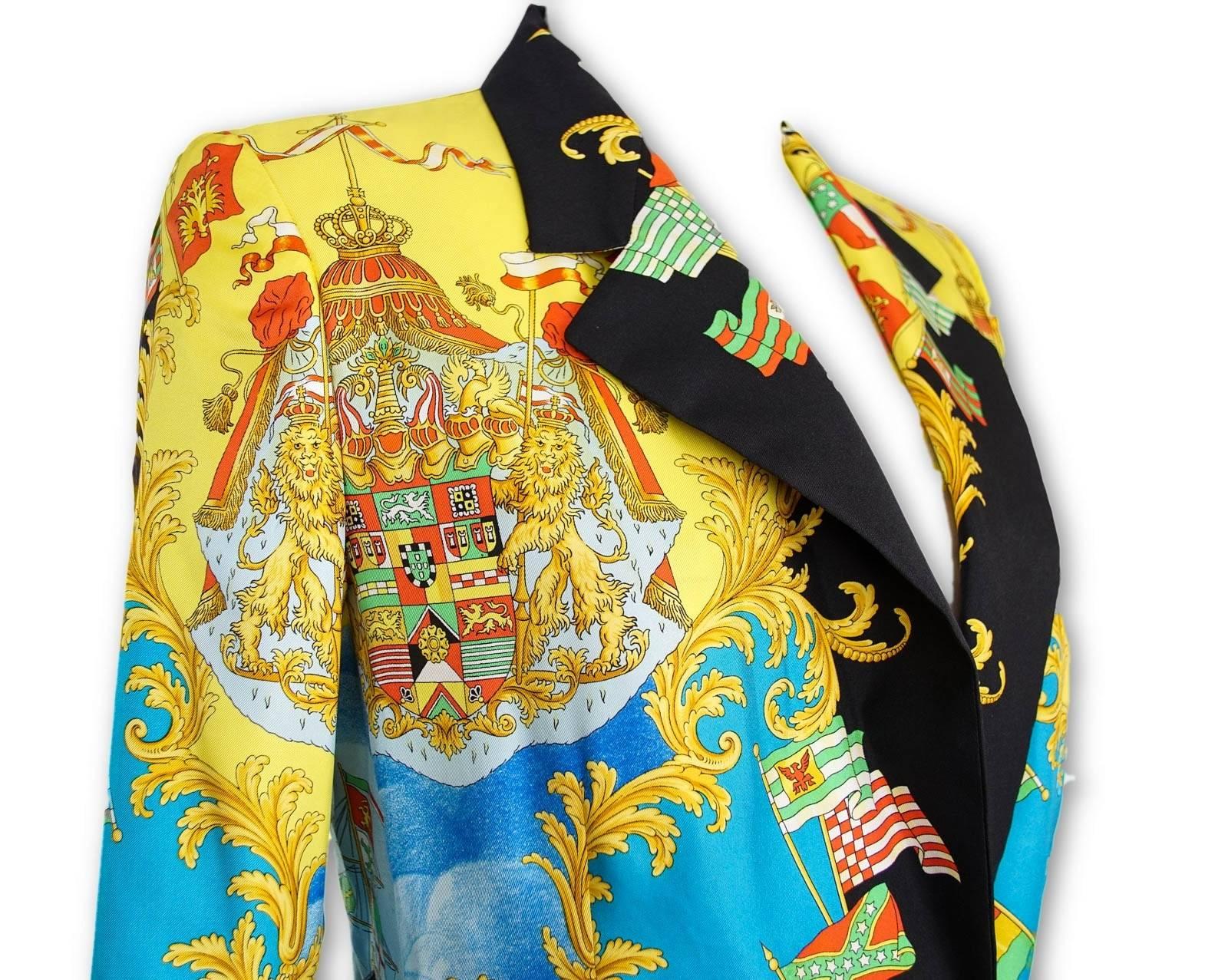 Gianni Versace Couture Jacket Exceptional Vintage Scarf Print  38 / 4 In Excellent Condition In Miami, FL