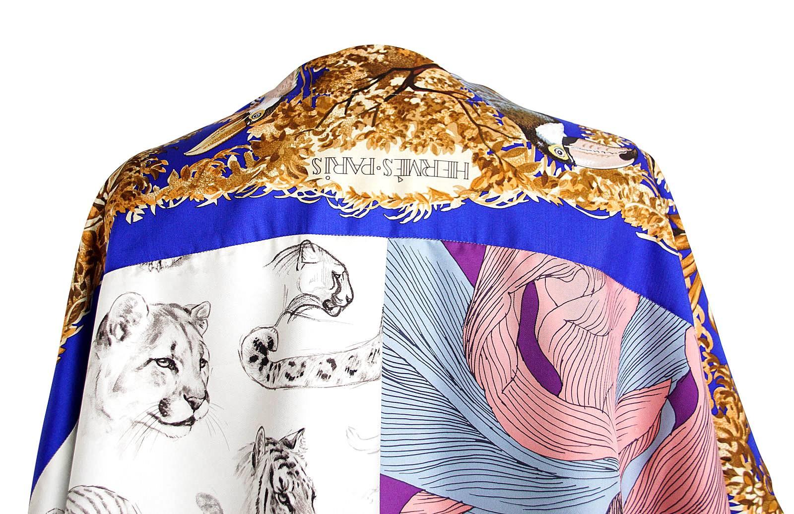 Hermes One of a Kind Cape with Combined Scarf Prints New w/box  12