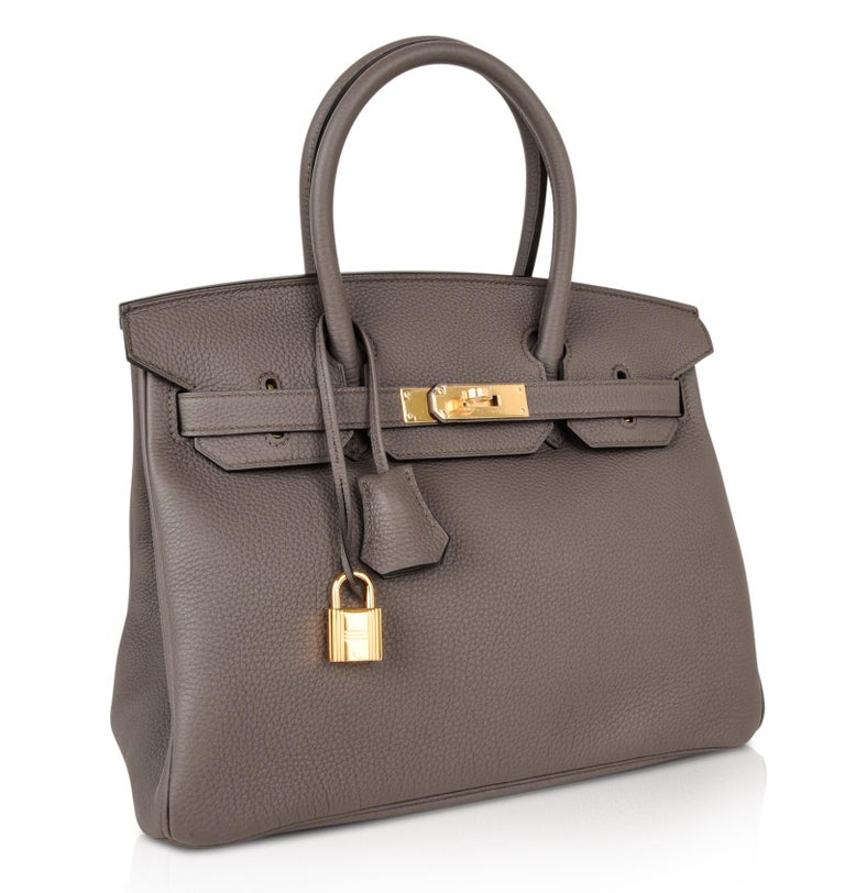 Hermes Birkin 30 Bag Etain Gray Gold Hardware Togo Leather For Sale at 1stdibs
