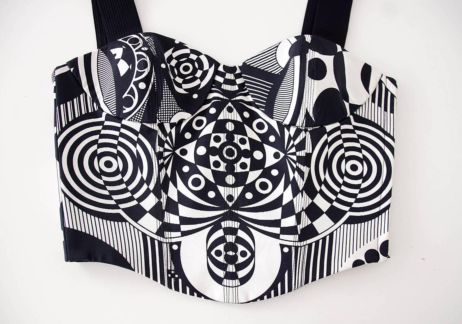 Women's Gianni Versace Couture Vintage Bustier Black and White  38 / 4  