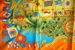 Gianni Versace Atelier Scarf Silk Rich Flag Motif  New