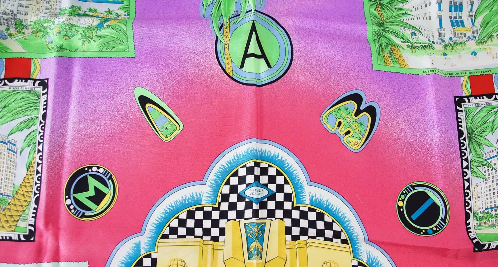 Gianni Versace Atelier Scarf Rich Miami Beach Motif  New 1