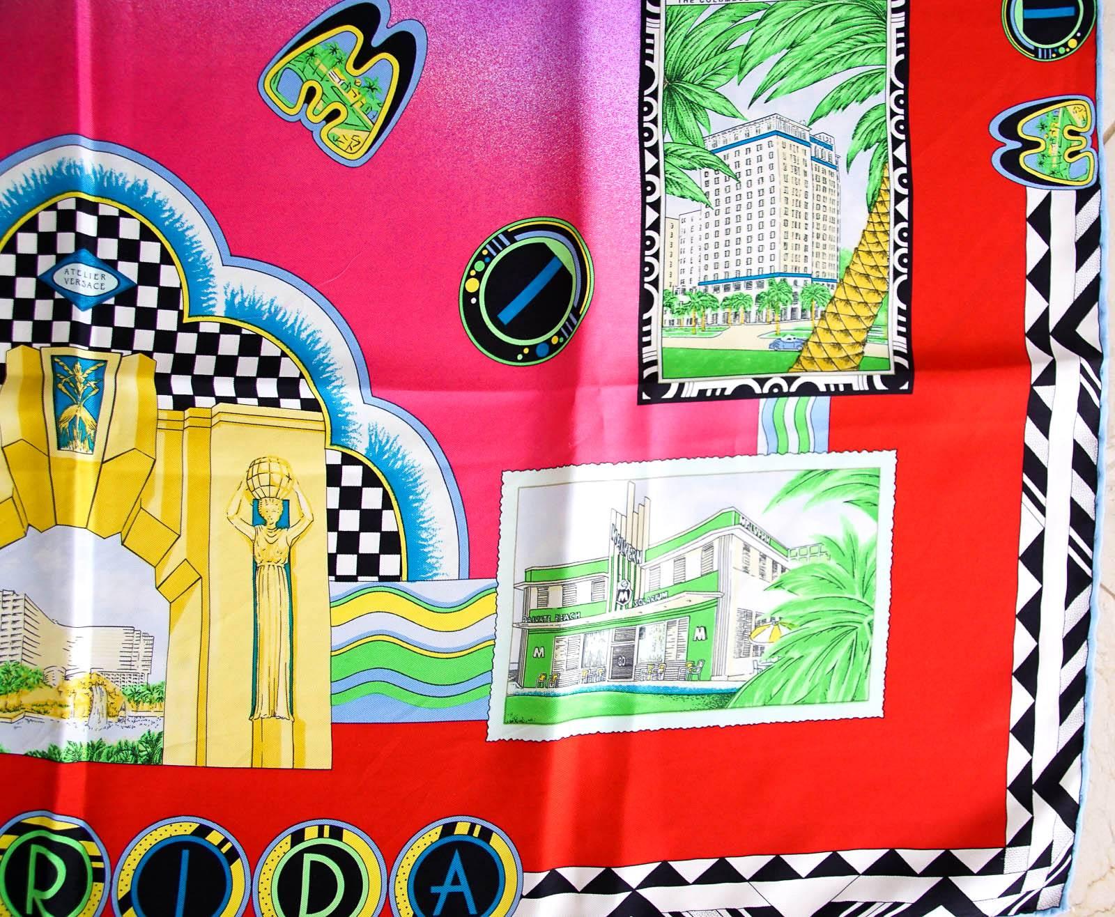 Gianni Versace Atelier Scarf Rich Miami Beach Motif  New 3