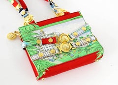 Gianni Versace Couture Vintage Bag Scarf Print Miami Beach Motif  Mint