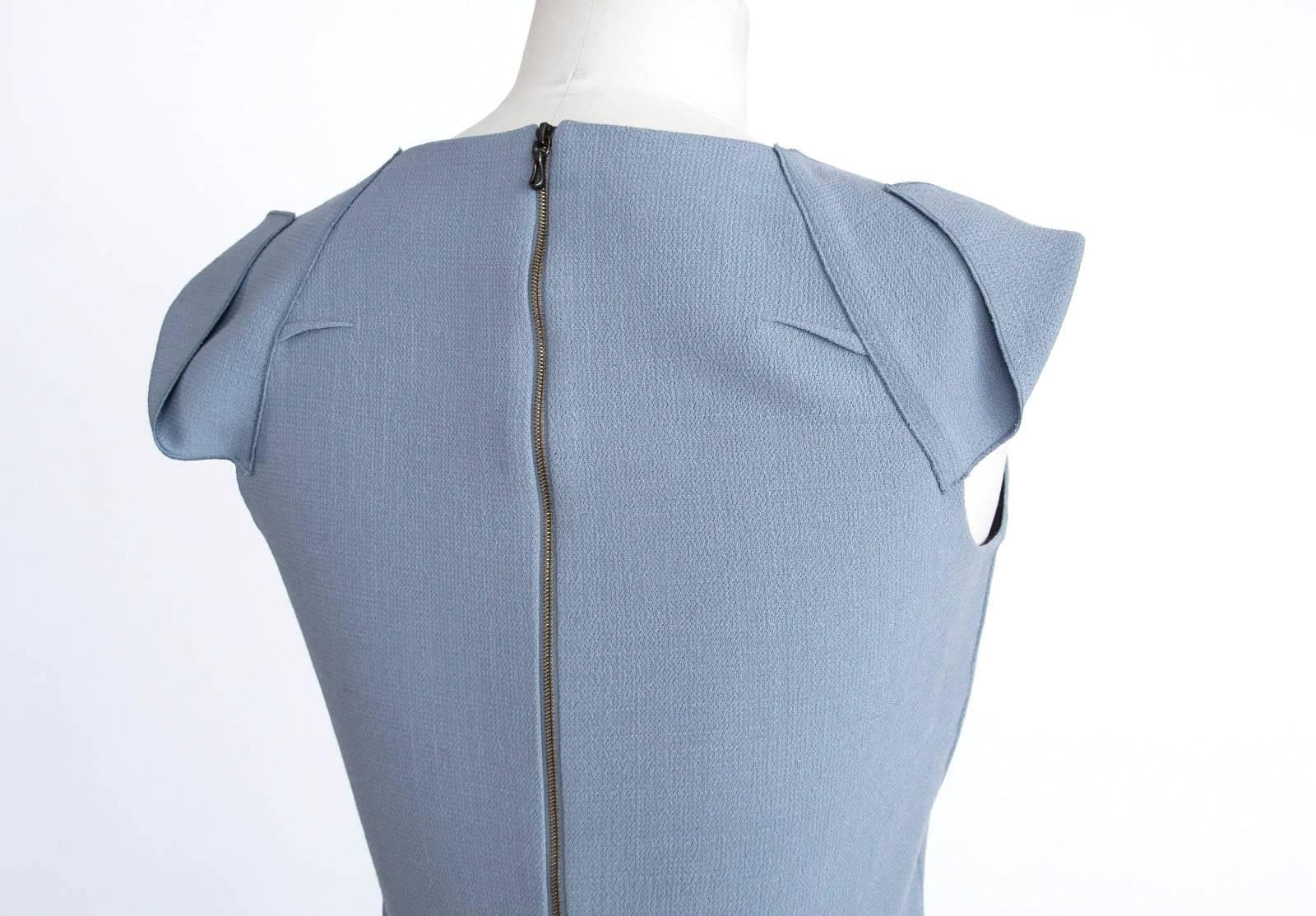 Roland Mouret Dress Blue Gray Exceptionally Styled  8 1