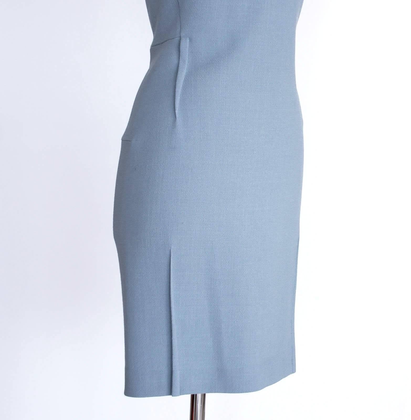 Roland Mouret Dress Blue Gray Exceptionally Styled  8 3