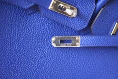 Hermes Birkin 25 Bag Rare Electric Blue Togo Palladium