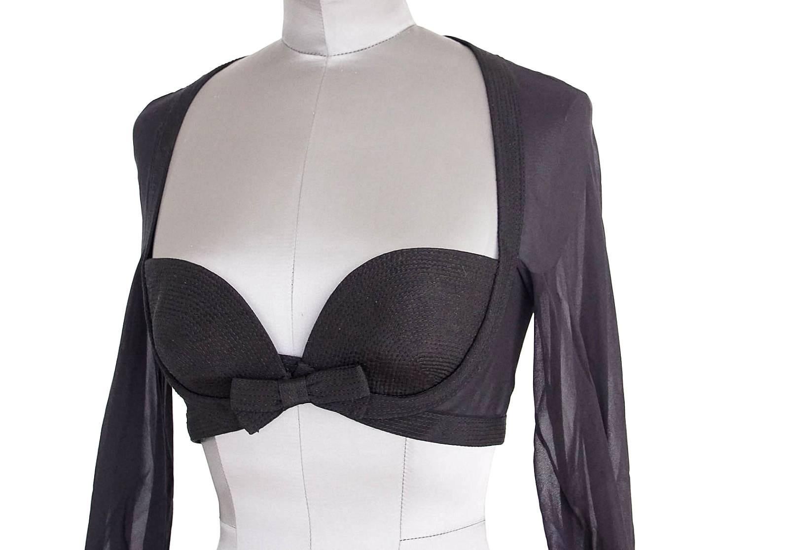 Gianni Versace Couture Vintage Bra Top w/ Fabulous Ruffle Cuffs 40 / 6 at  1stDibs
