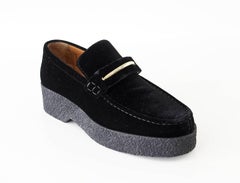 Celine Shoe Sleek Black Velvet Platform Loafer  39 / 9  New