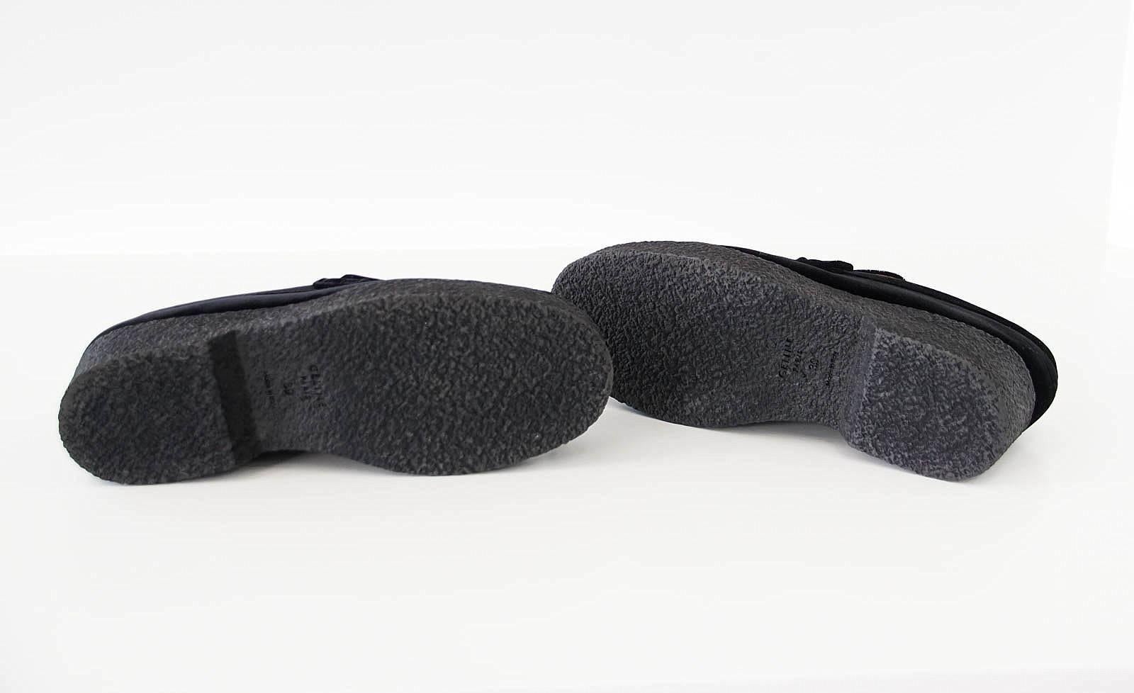 Women's Celine Shoe Sleek Black Velvet Platform Loafer  39 / 9  New