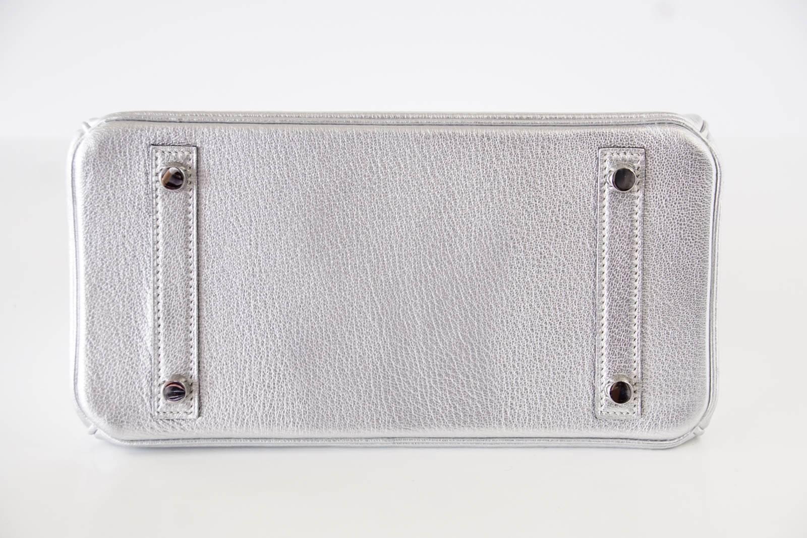 Hermes Birkin 25 Ultra Rare Metallic Silver Chevre Palladium Hardware 1