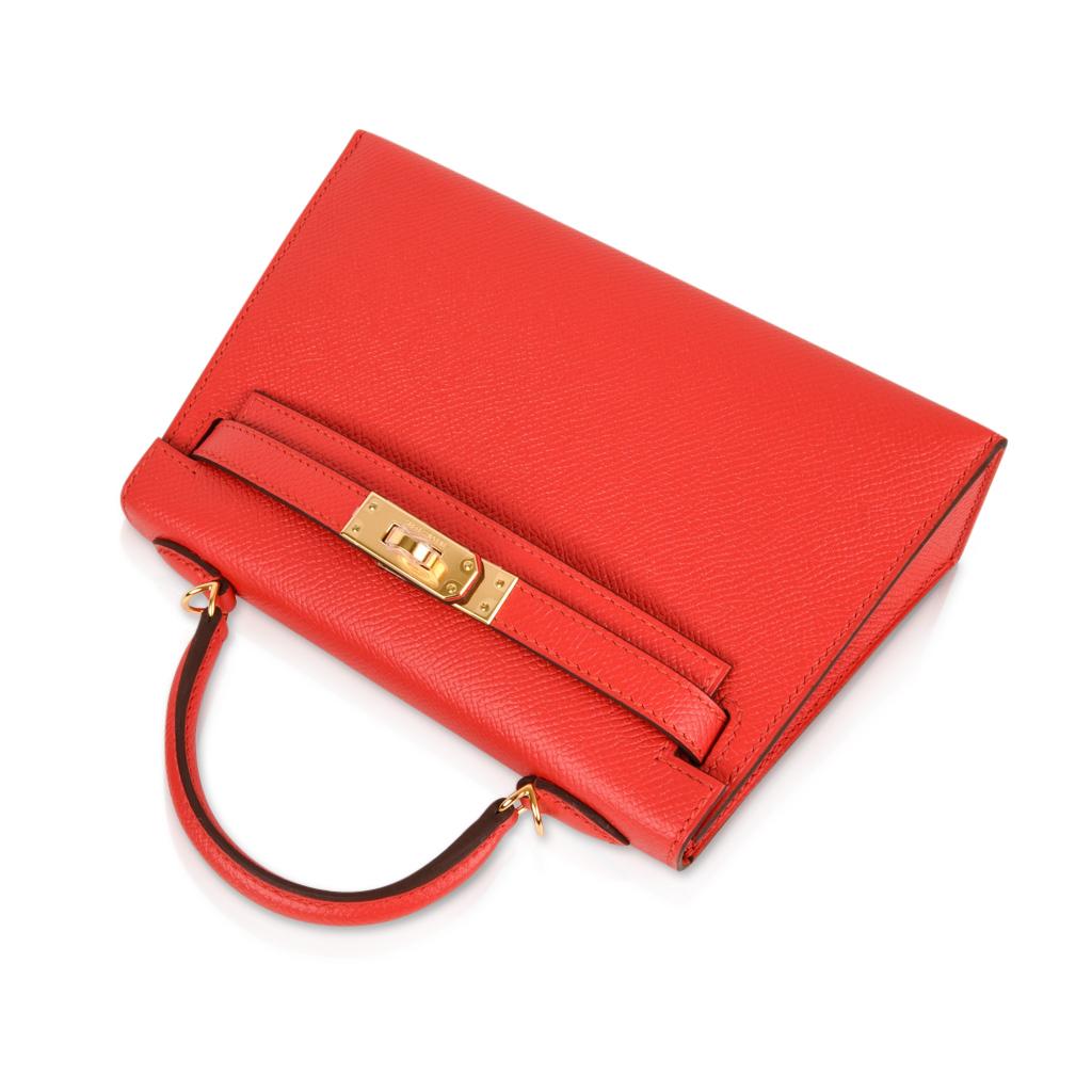 Red Hermes Kelly Sellier 20 Rouge Tomate Epsom Leather Gold Hardware New w/Box