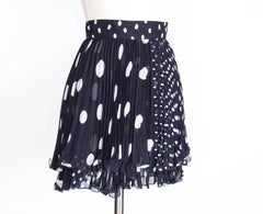 Gianni Versace Jupe Vintage Navy White Polka Dot Pleated 38 /4