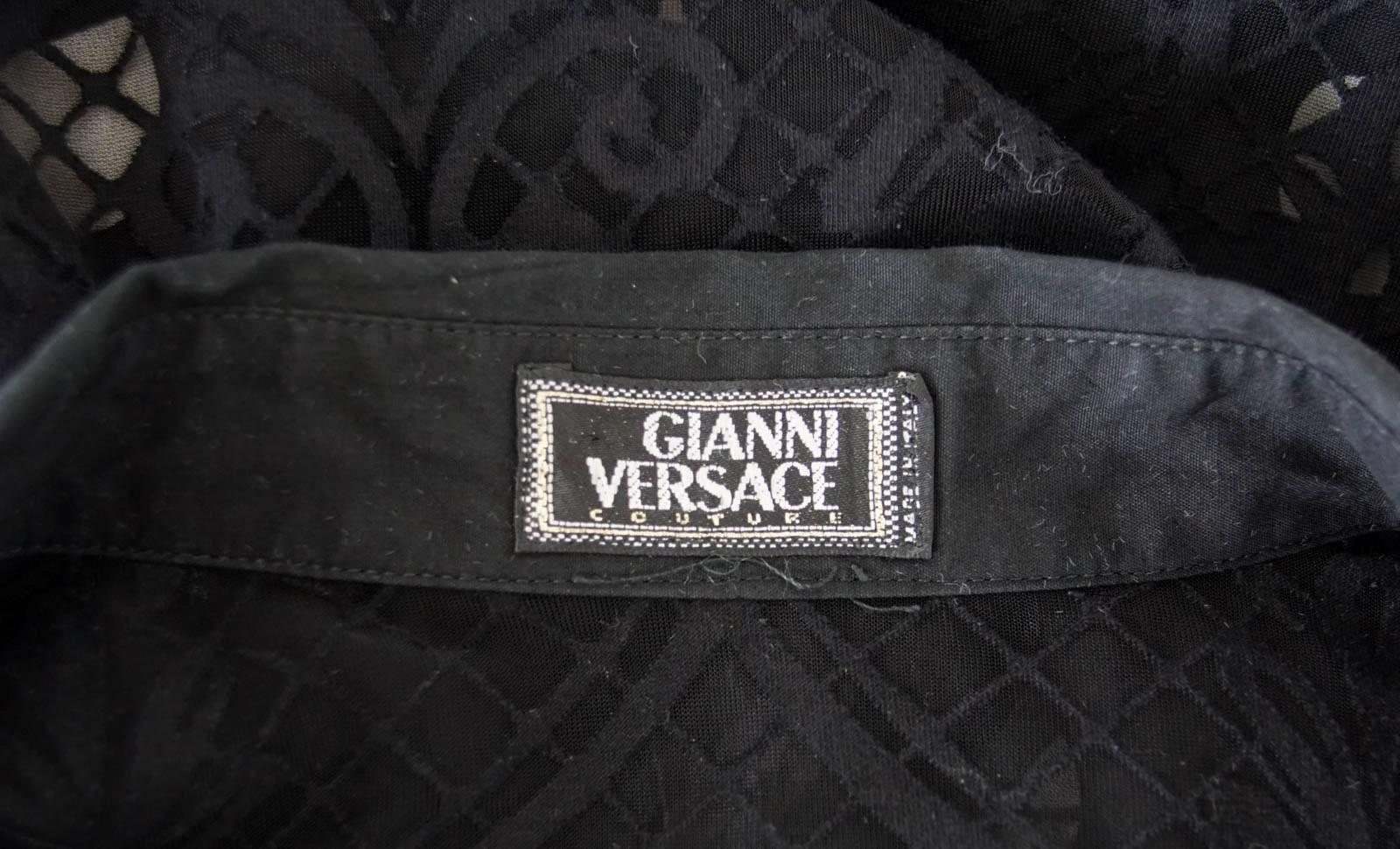 Gianni Versace Couture Top Black and White Polka Dot Lace Back  38 / 4 2