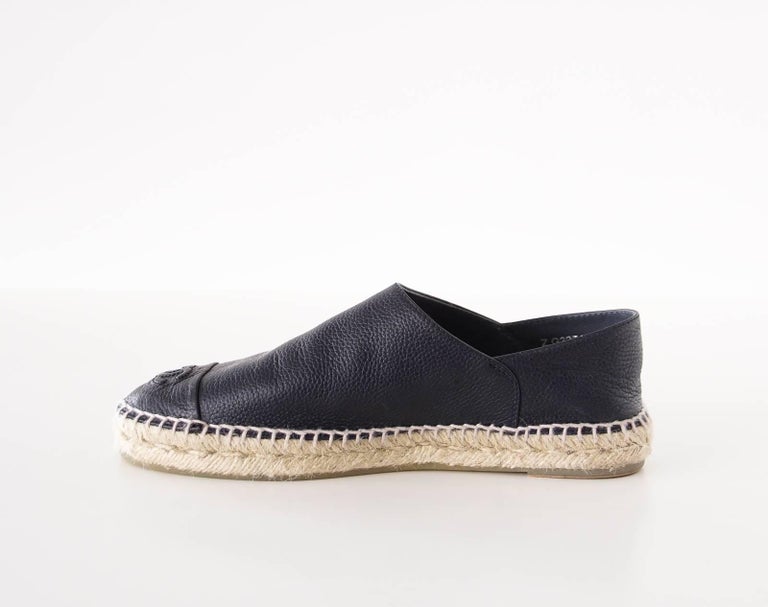 Chanel Shoe Espadrilles Cambon Loafers Dark Navy Leather 39 / 9 For ...