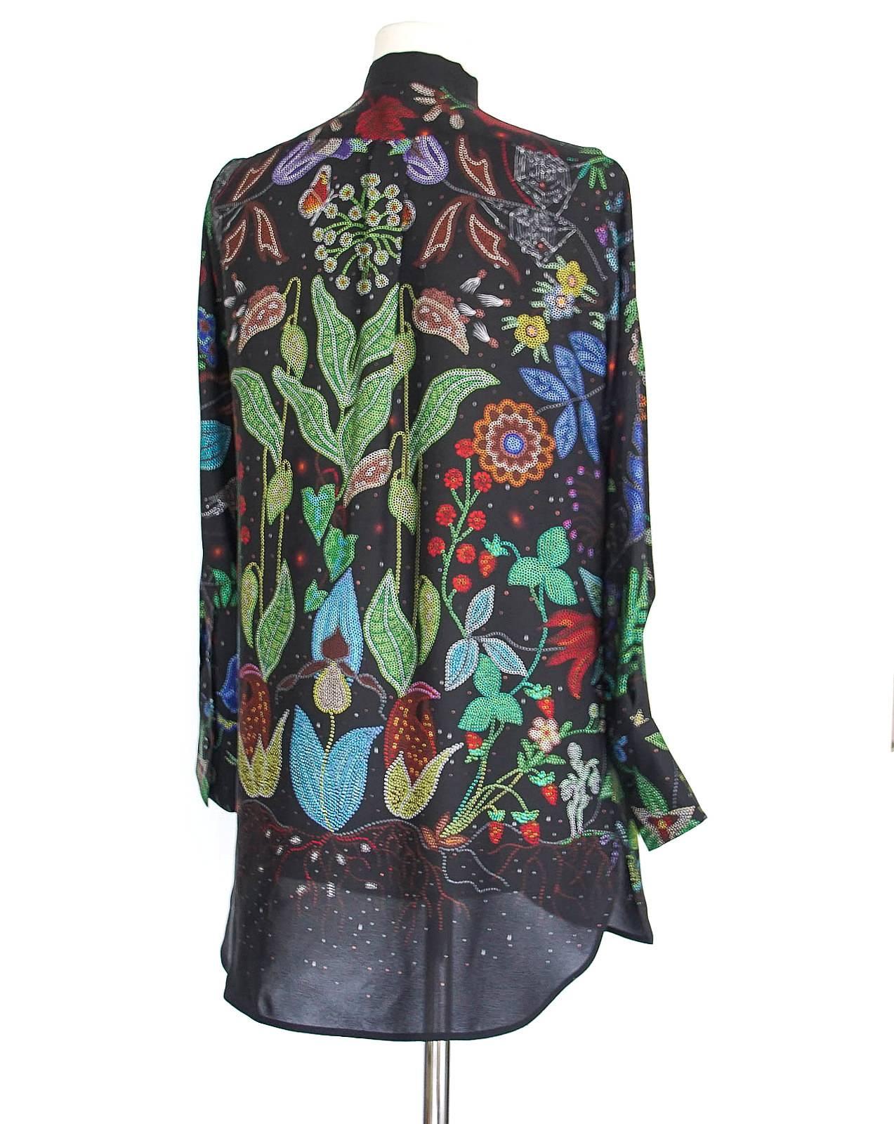Valentino Top Silk Tunic Floral Design Like New 3
