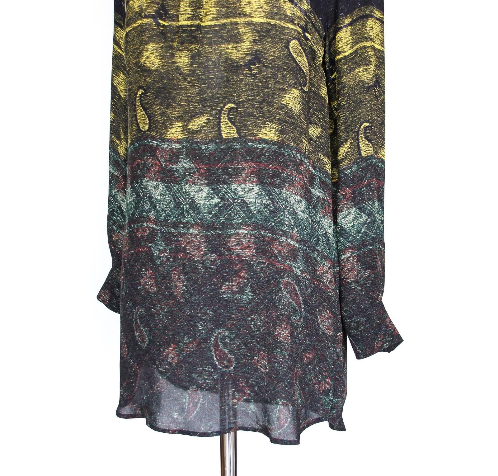 Gray Mary Katrantzou Top Silk Tunic Paisley Design XS For Sale